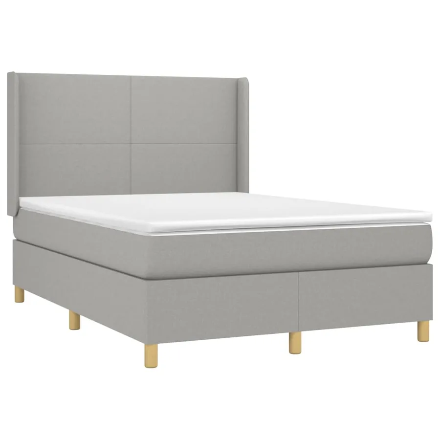 Sommier à lattes de lit matelas LED Gris clair 140x190 cm Tissu - 4