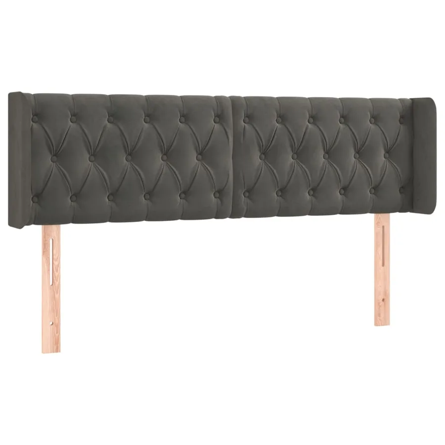 Tête de lit avec oreilles Gris foncé 147x16x78/88 cm Velours - 2