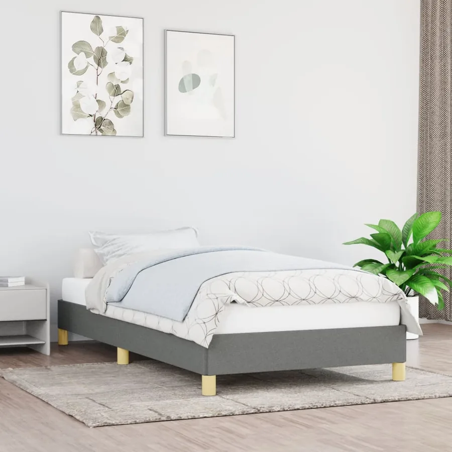 Cadre de lit sans matelas gris foncé 100x200 cm tissu