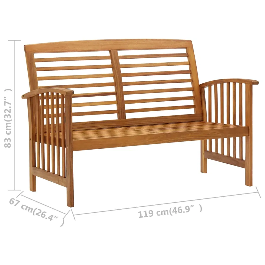 Salon de jardin 5 pcs Bois d'acacia solide - 10