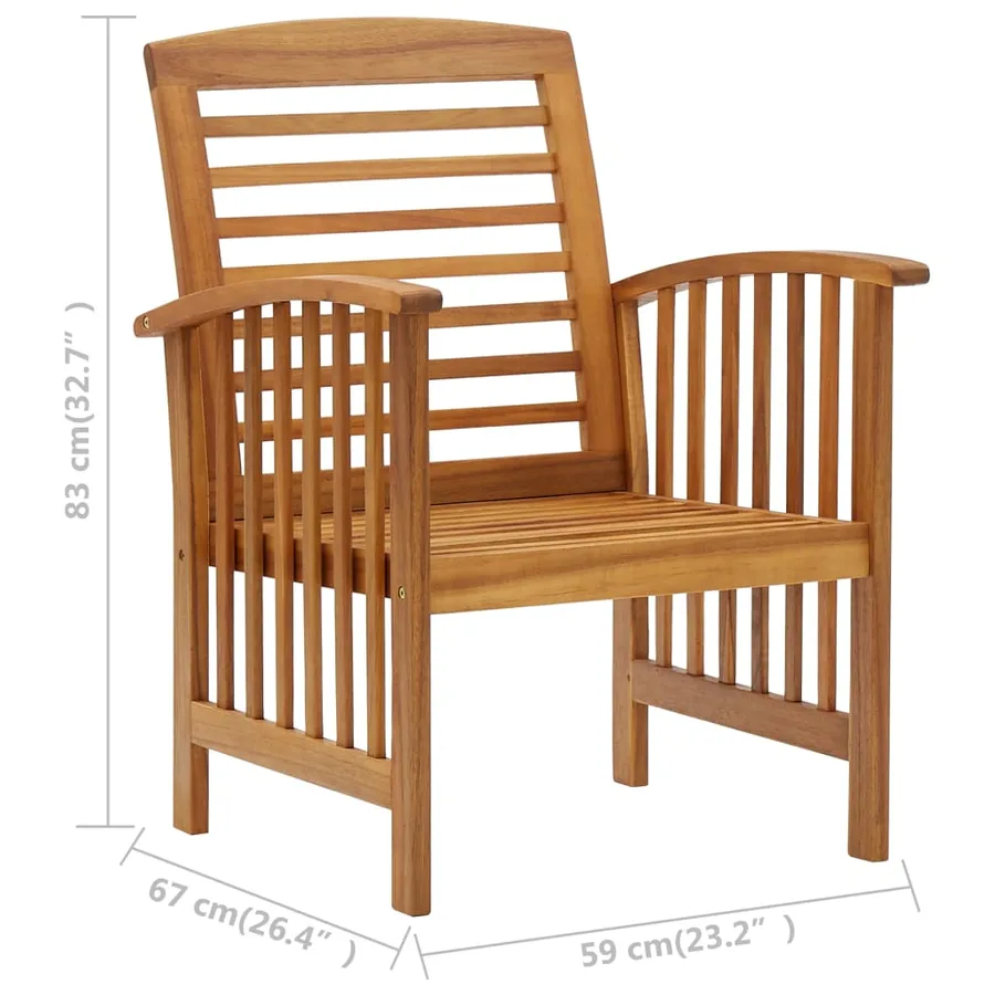 Salon de jardin 5 pcs Bois d'acacia solide - 11