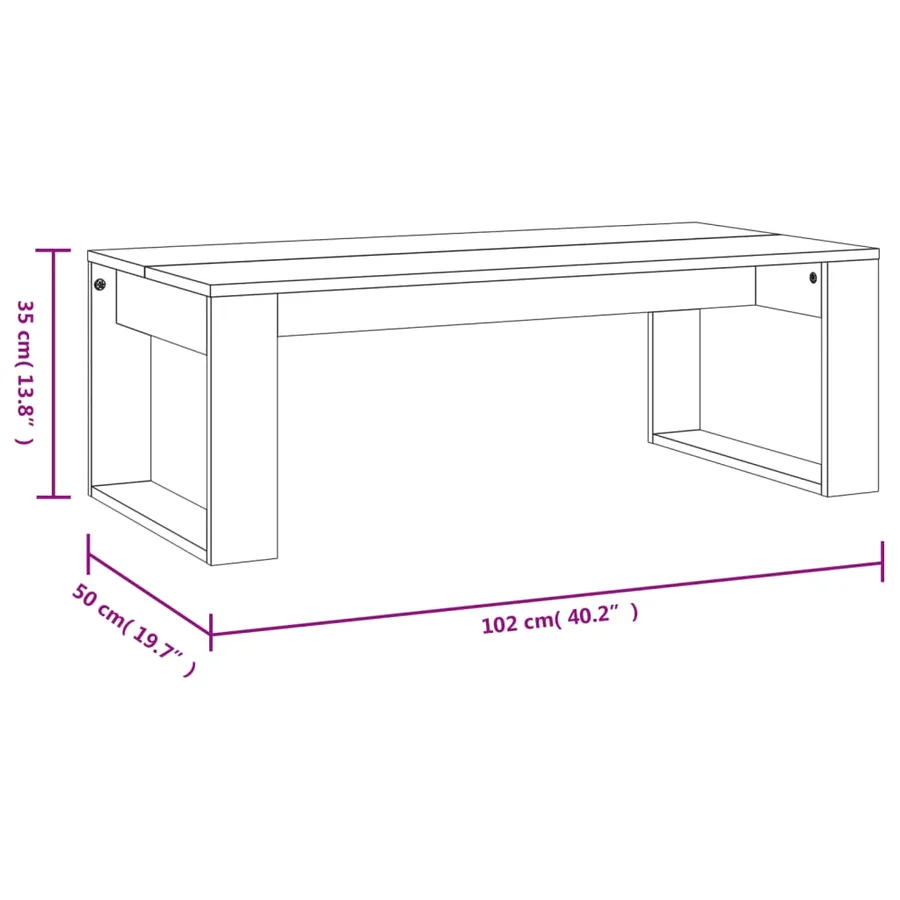 Table basse blanc 102x50x35 cm bois d'ingénierie - 9