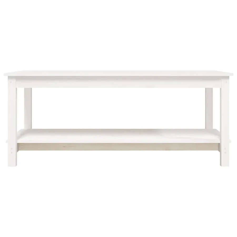 Table basse Blanc 110x55x45 cm Bois massif de pin - 5
