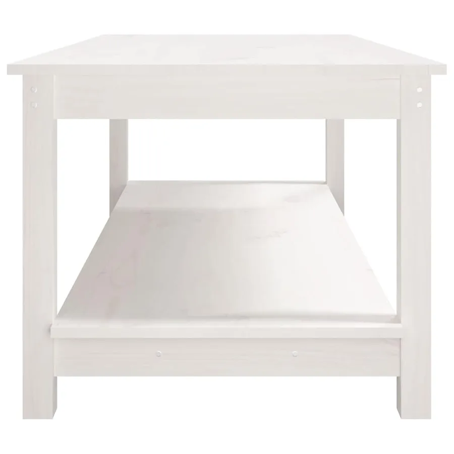 Table basse Blanc 110x55x45 cm Bois massif de pin - 6