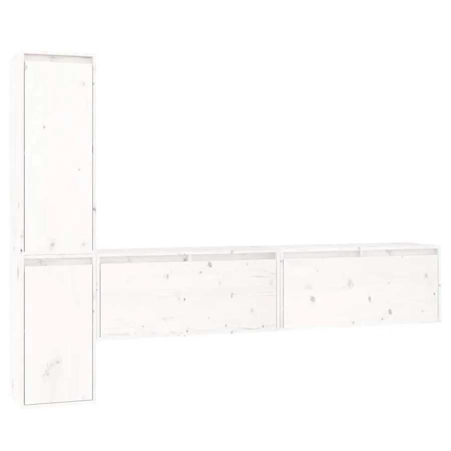 Meubles TV 4 pcs Blanc Bois massif de pin - 2
