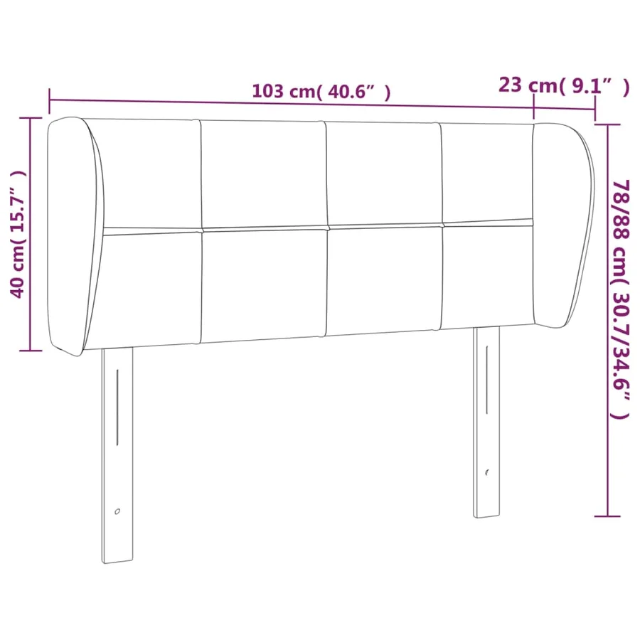 Tête de lit avec oreilles Gris foncé 103x23x78/88 cm Tissu - 9