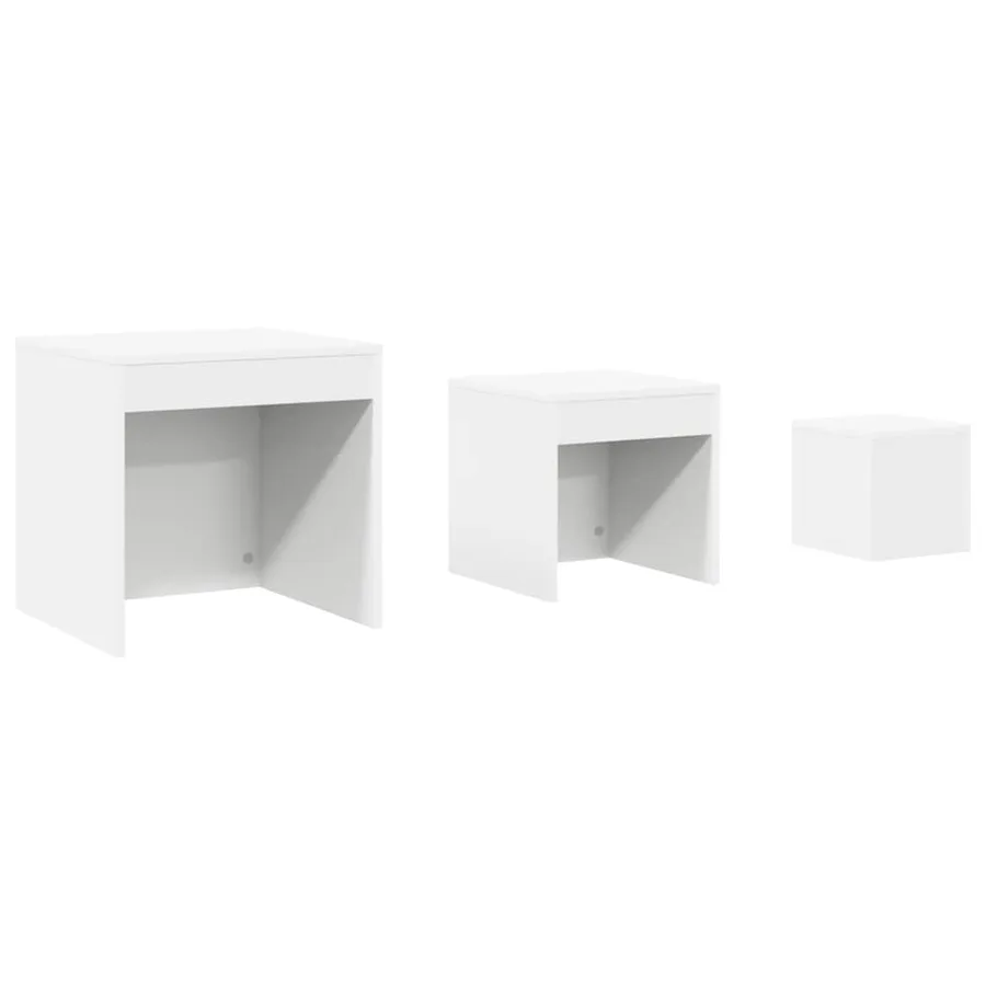 Tables gigognes 3 pcs Blanc Aggloméré - 2