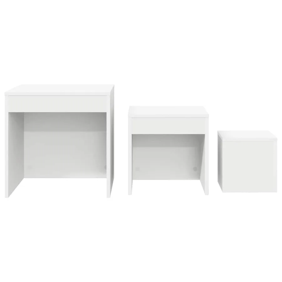 Tables gigognes 3 pcs Blanc Aggloméré - 5