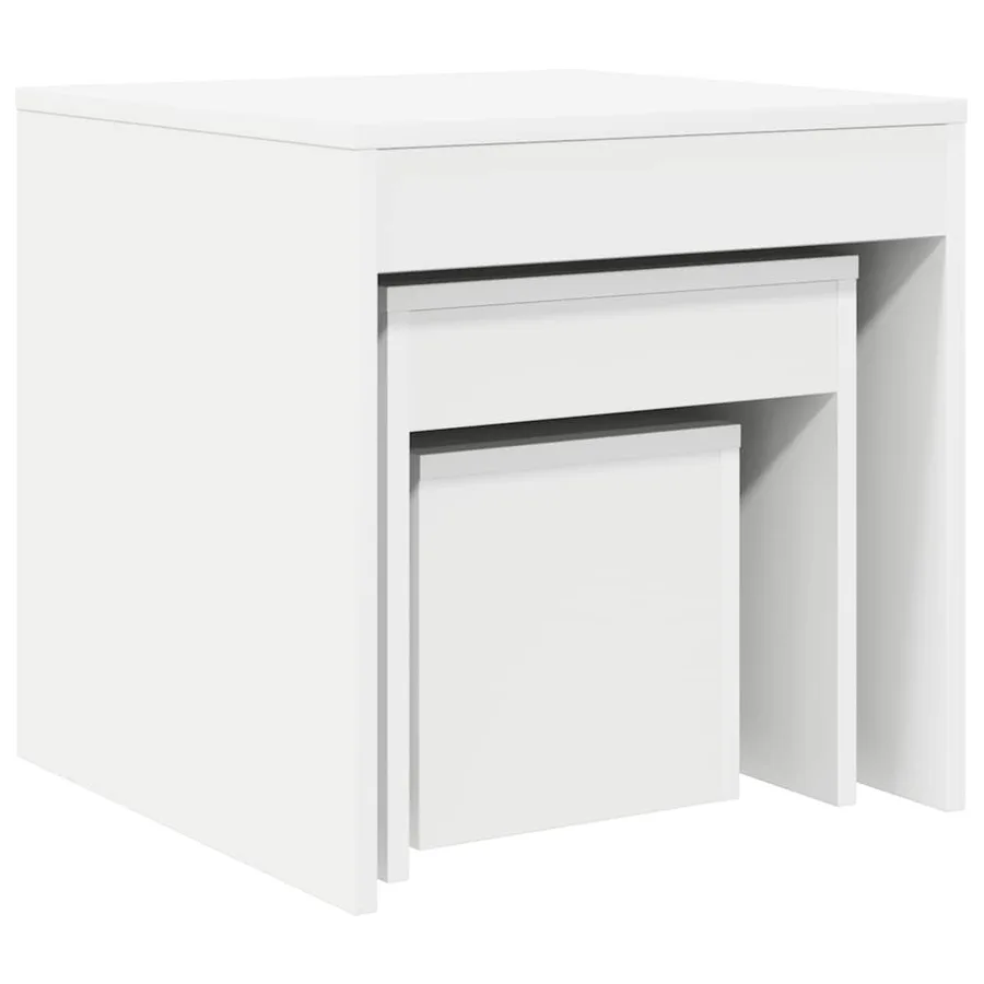 Tables gigognes 3 pcs Blanc Aggloméré - 6