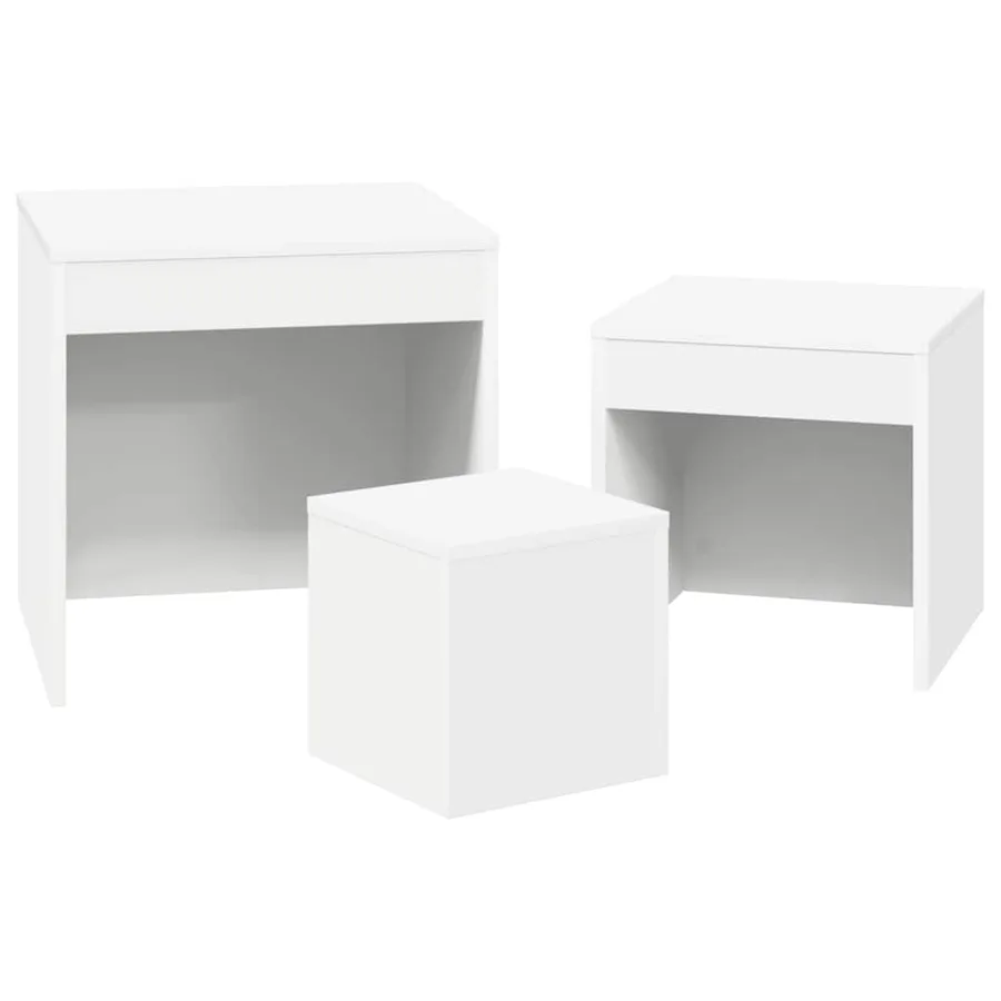 Tables gigognes 3 pcs Blanc Aggloméré - 7