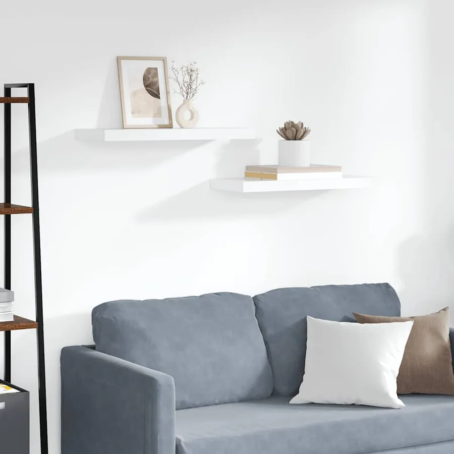 Étagères murales flottantes 2 pcs blanc 60x23,5x3,8 cm MDF