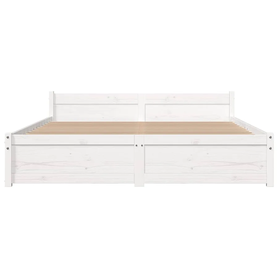 Cadre de lit sans matelas blanc bois massif 160x200 cm - 4