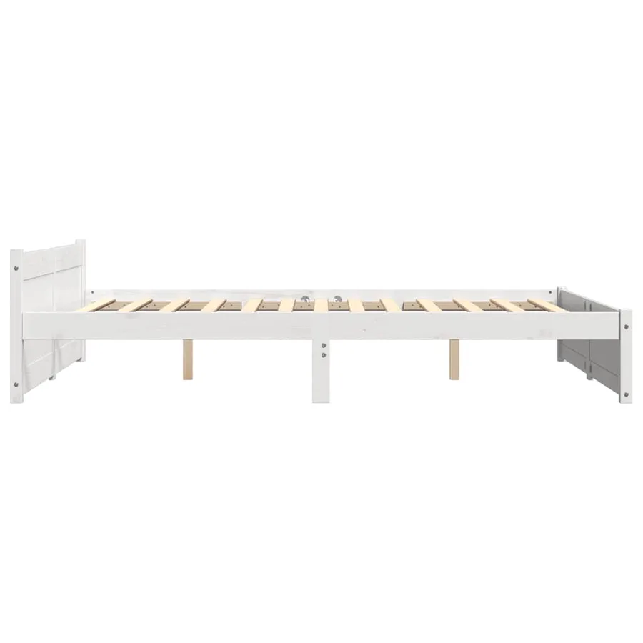 Cadre de lit sans matelas blanc bois massif 160x200 cm - 5