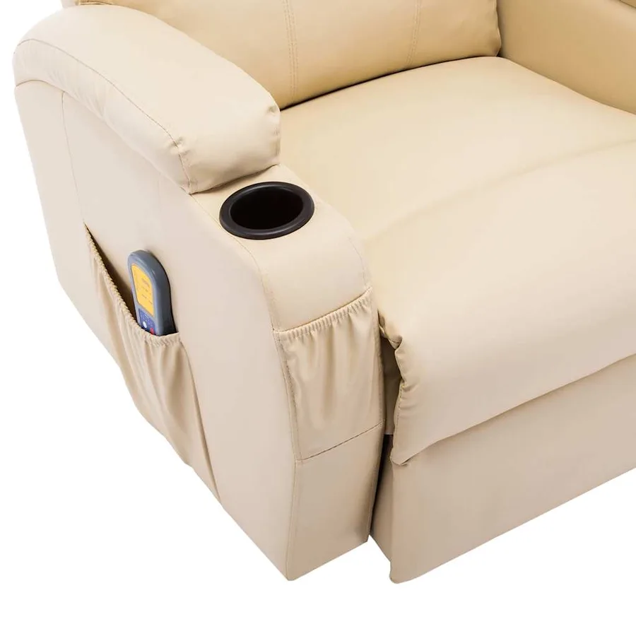 Fauteuil à bascule de massage Crème Similicuir - 10