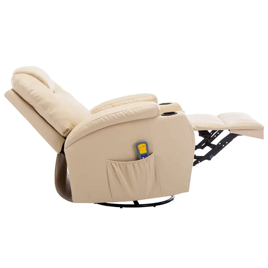 Fauteuil à bascule de massage Crème Similicuir - 6
