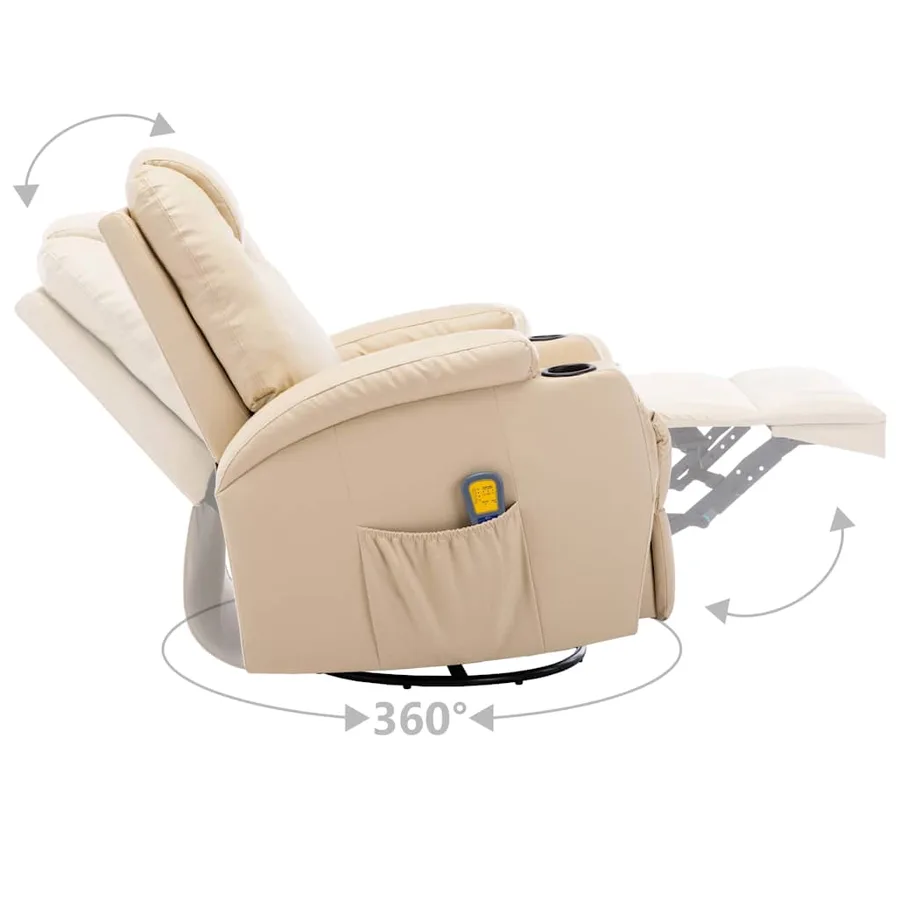 Fauteuil à bascule de massage Crème Similicuir - 7