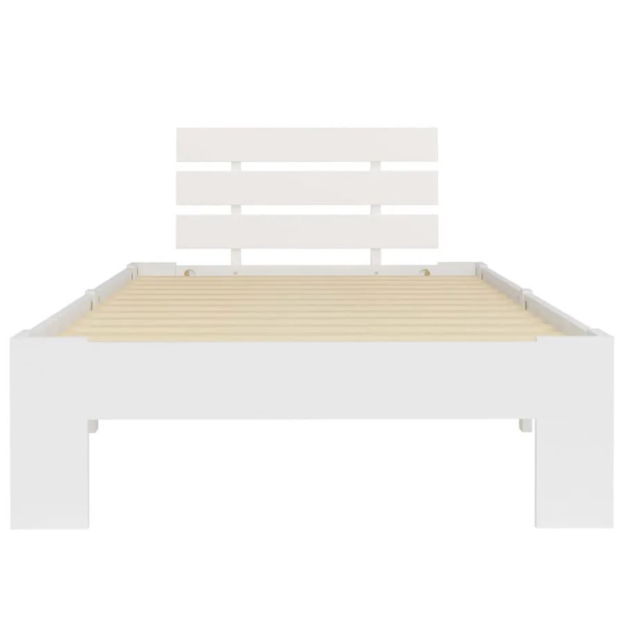 Cadre de lit sans matelas blanc bois de pin massif 100x200 cm - 3