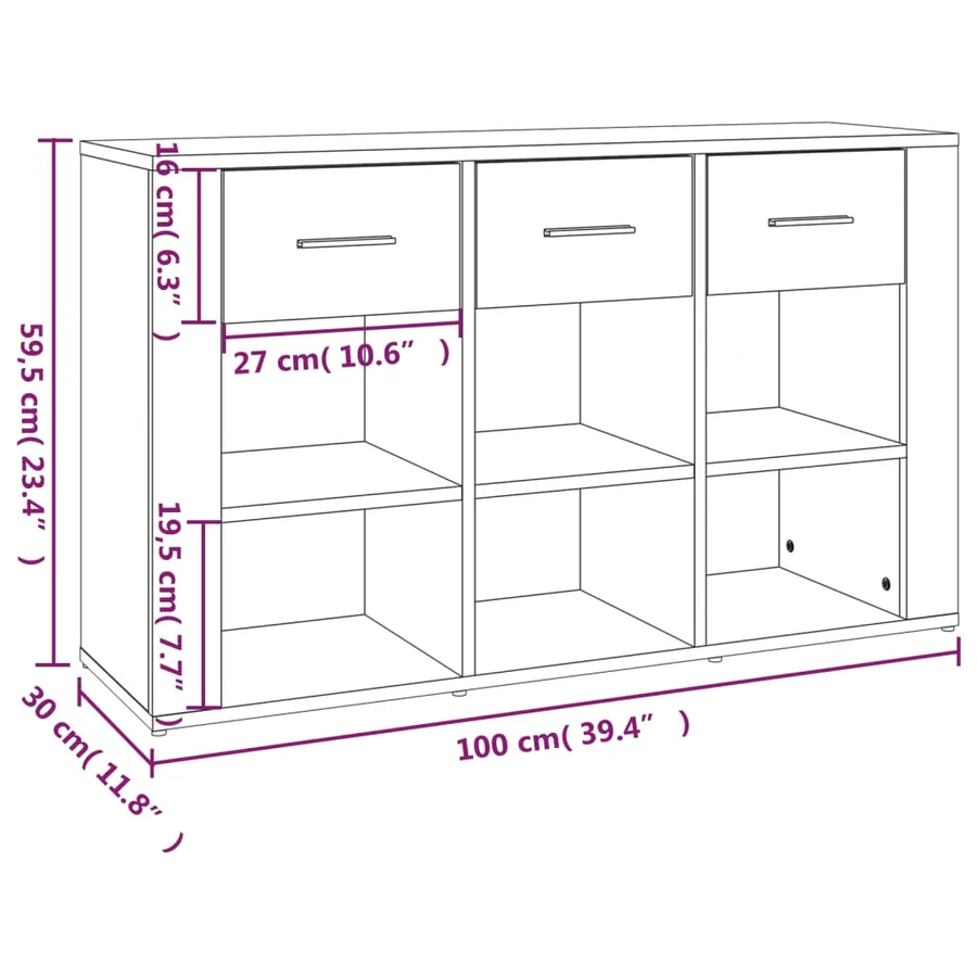 Buffet Blanc 100x30x59,5 cm Bois d'ingénierie - 10