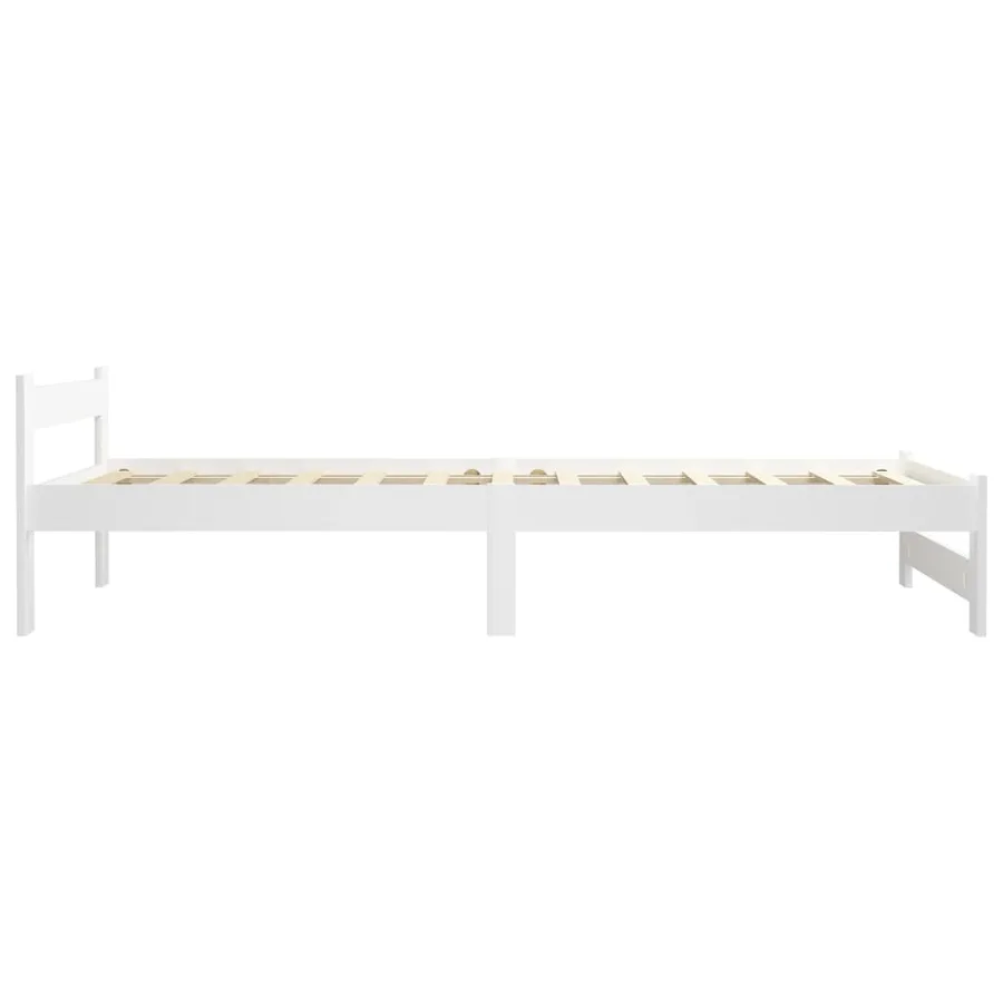 Cadre de lit sans matelas blanc bois de pin massif 100x200 cm - 4