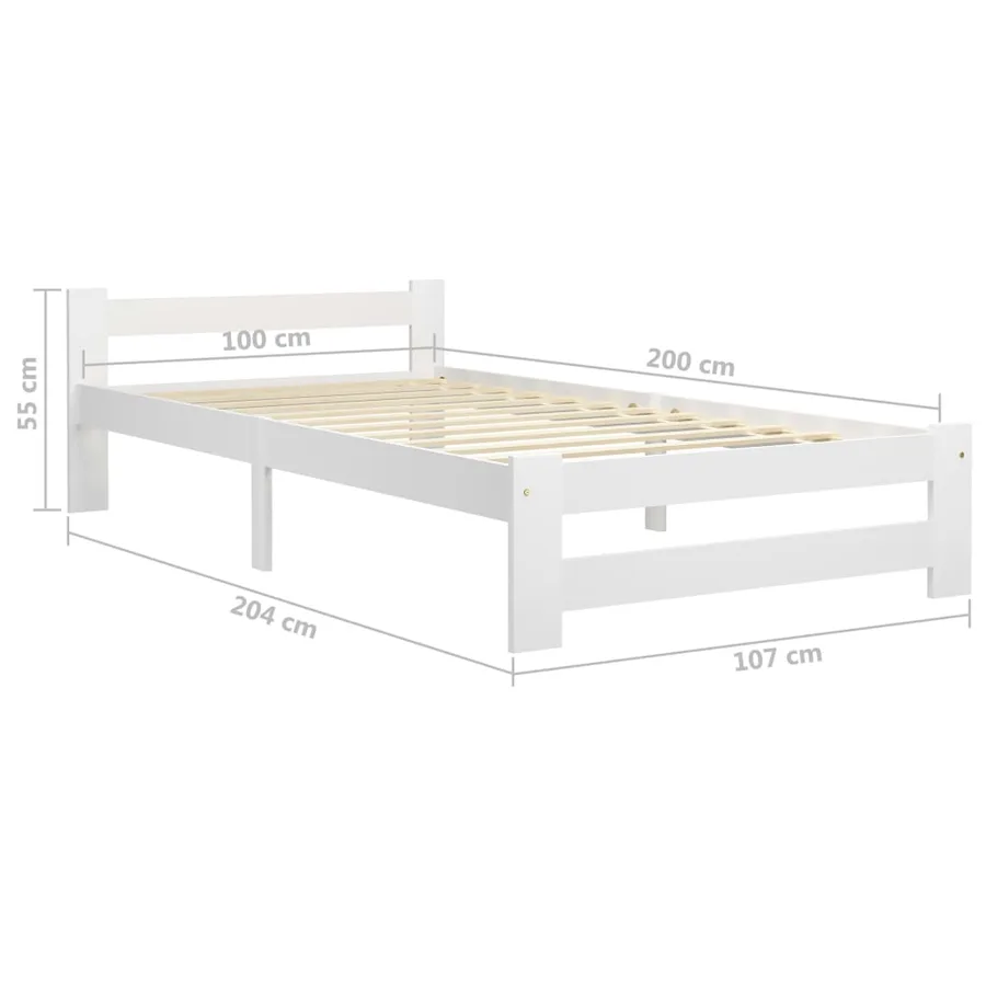 Cadre de lit sans matelas blanc bois de pin massif 100x200 cm - 6