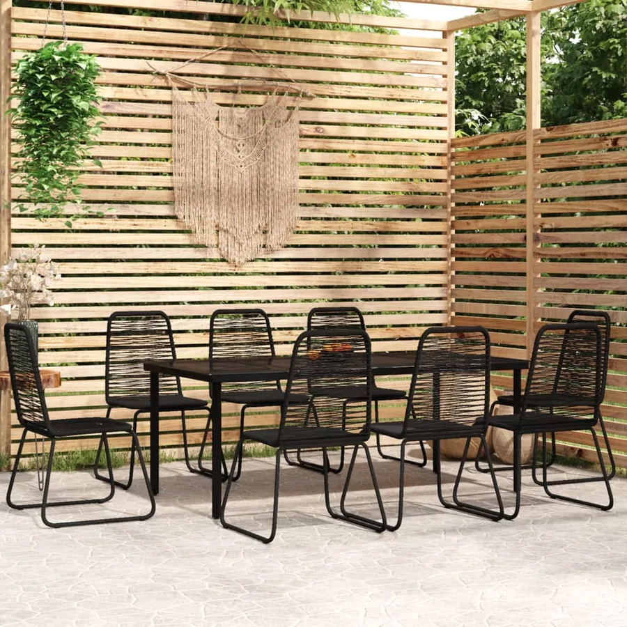 Ensemble à manger de jardin 9 pcs Noir