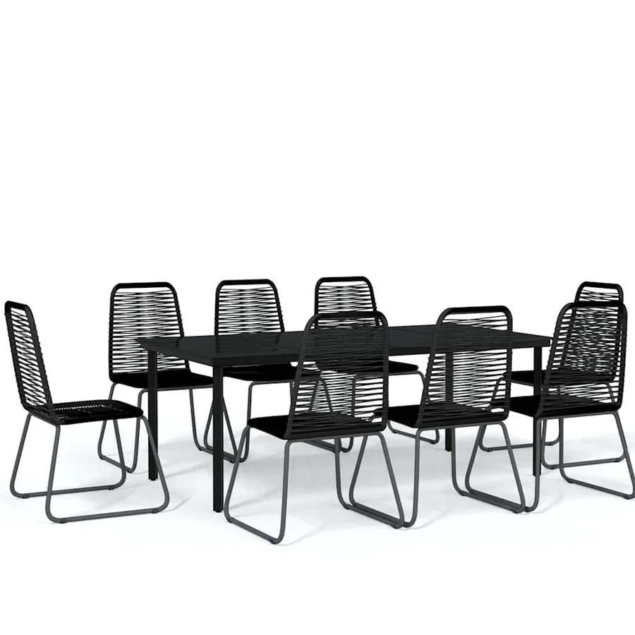 Ensemble à manger de jardin 9 pcs Noir - 2