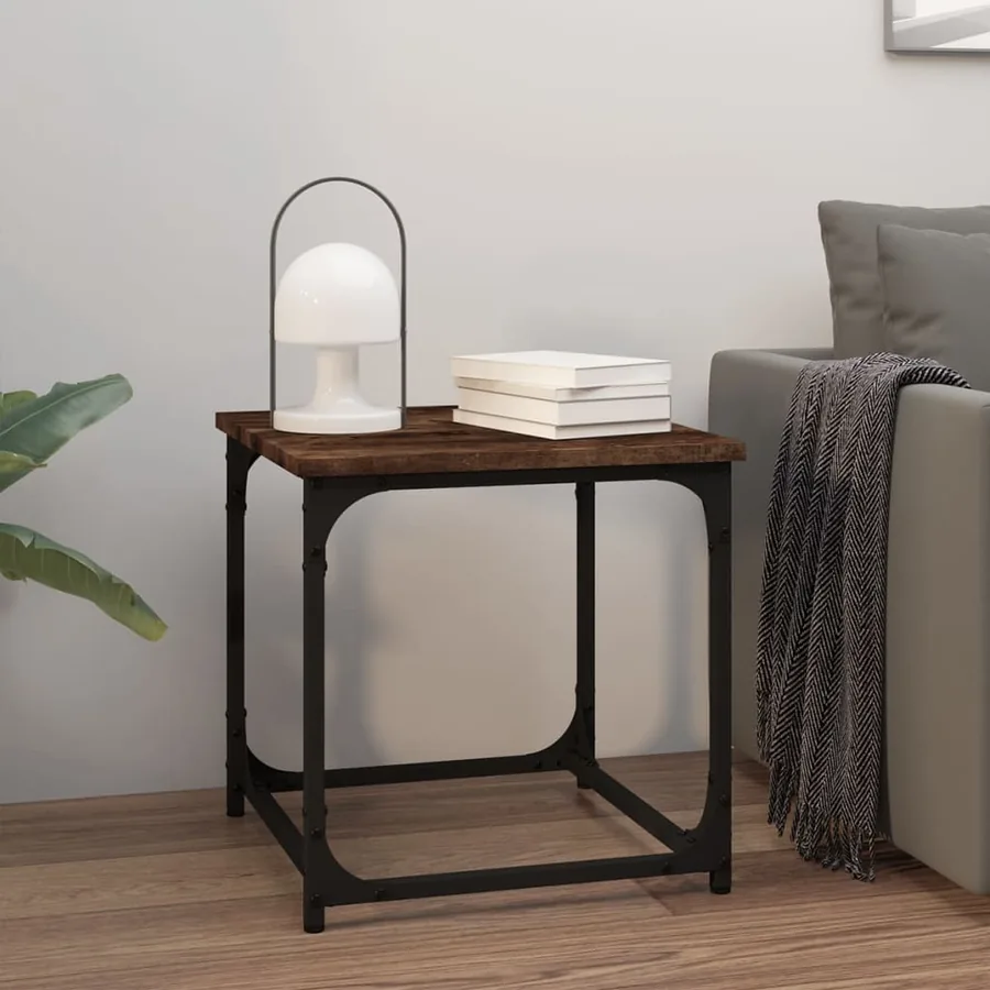 Table d'appoint Chêne fumé 40x40x40 cm Bois d'ingénierie