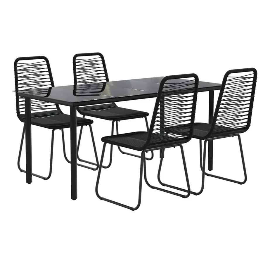 Ensemble à manger de jardin 5 pcs Noir - 3