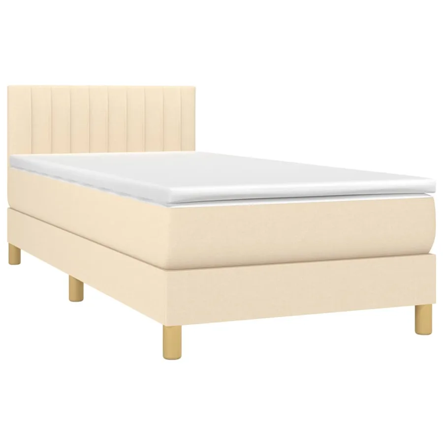 Sommier à lattes de lit avec matelas LED Crème 90x190 cm Tissu - 4