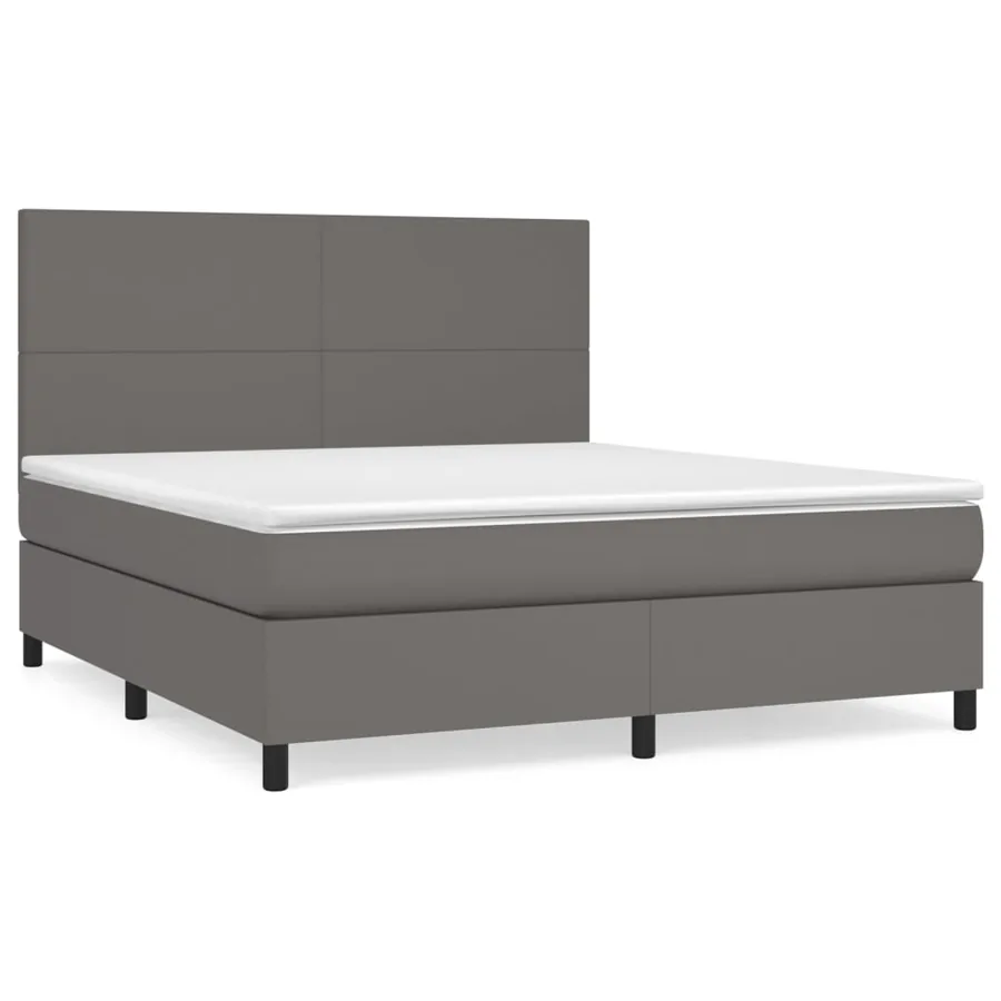 Sommier à lattes de lit avec matelas Gris 180x200 cm Similicuir - 2
