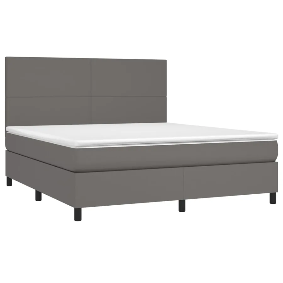 Sommier à lattes de lit avec matelas Gris 180x200 cm Similicuir - 3