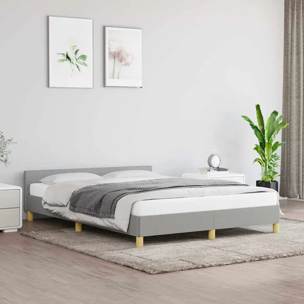 Cadre de lit sans matelas gris clair 140x200 cm tissu