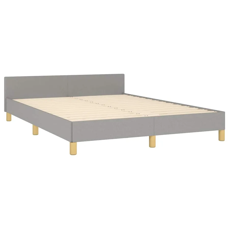 Cadre de lit sans matelas gris clair 140x200 cm tissu - 4