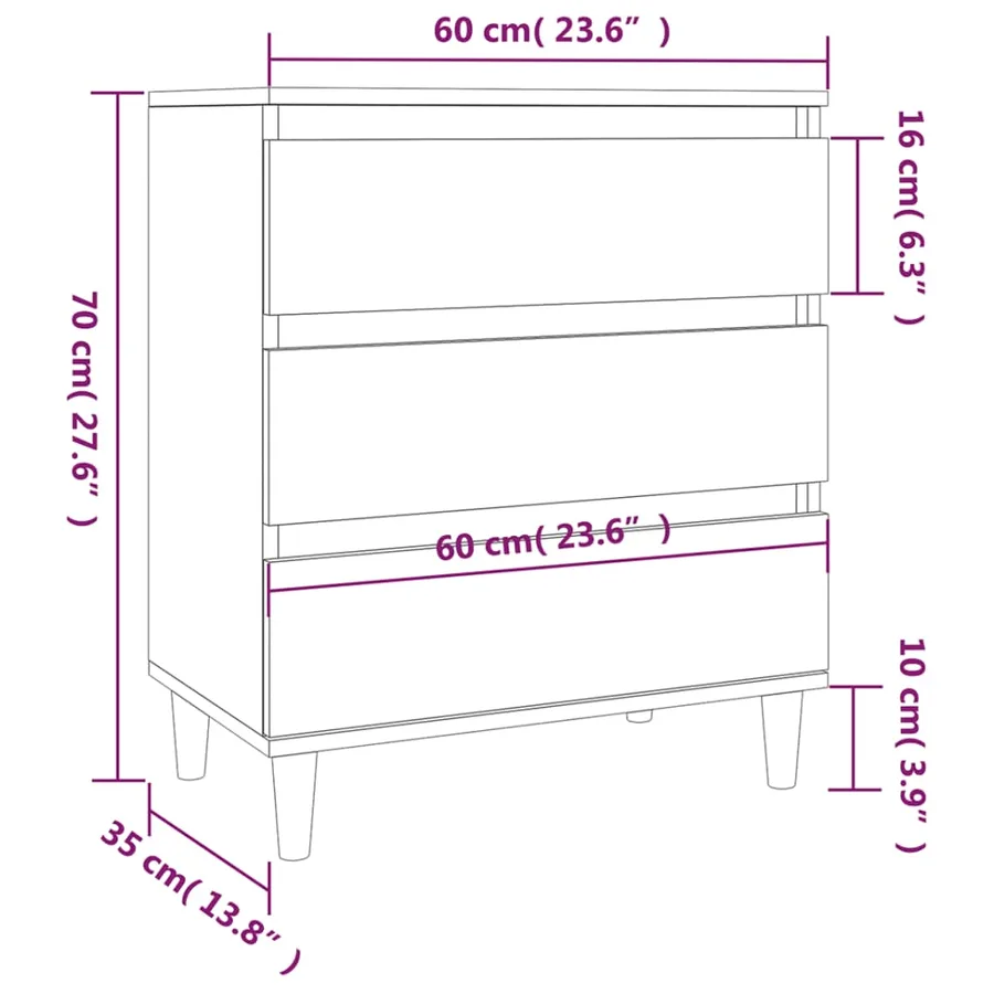 Buffet Noir 60x35x70 cm Bois d'ingénierie - 10