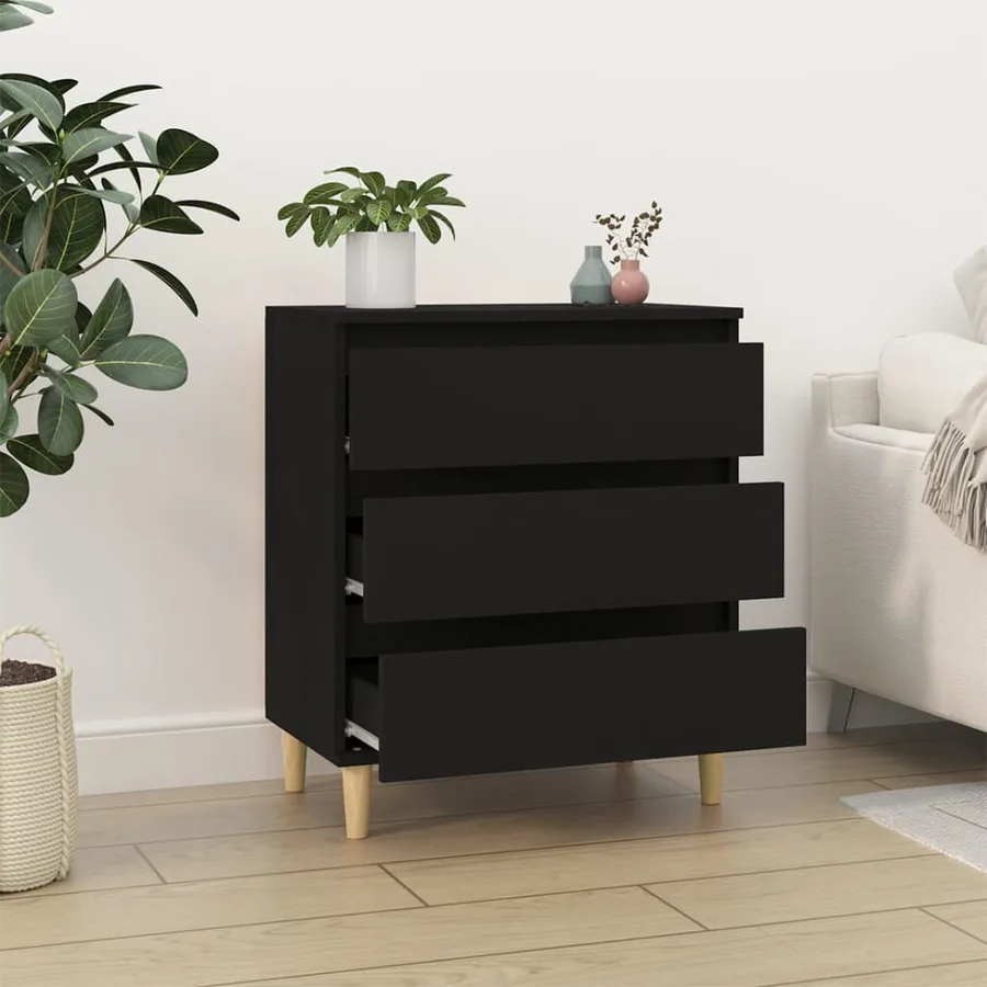 Buffet Noir 60x35x70 cm Bois d'ingénierie - 3
