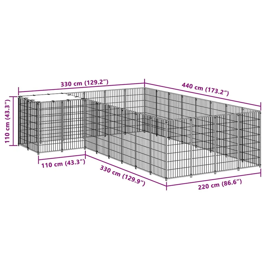 Chenil Noir 10,89 m² Acier - 7