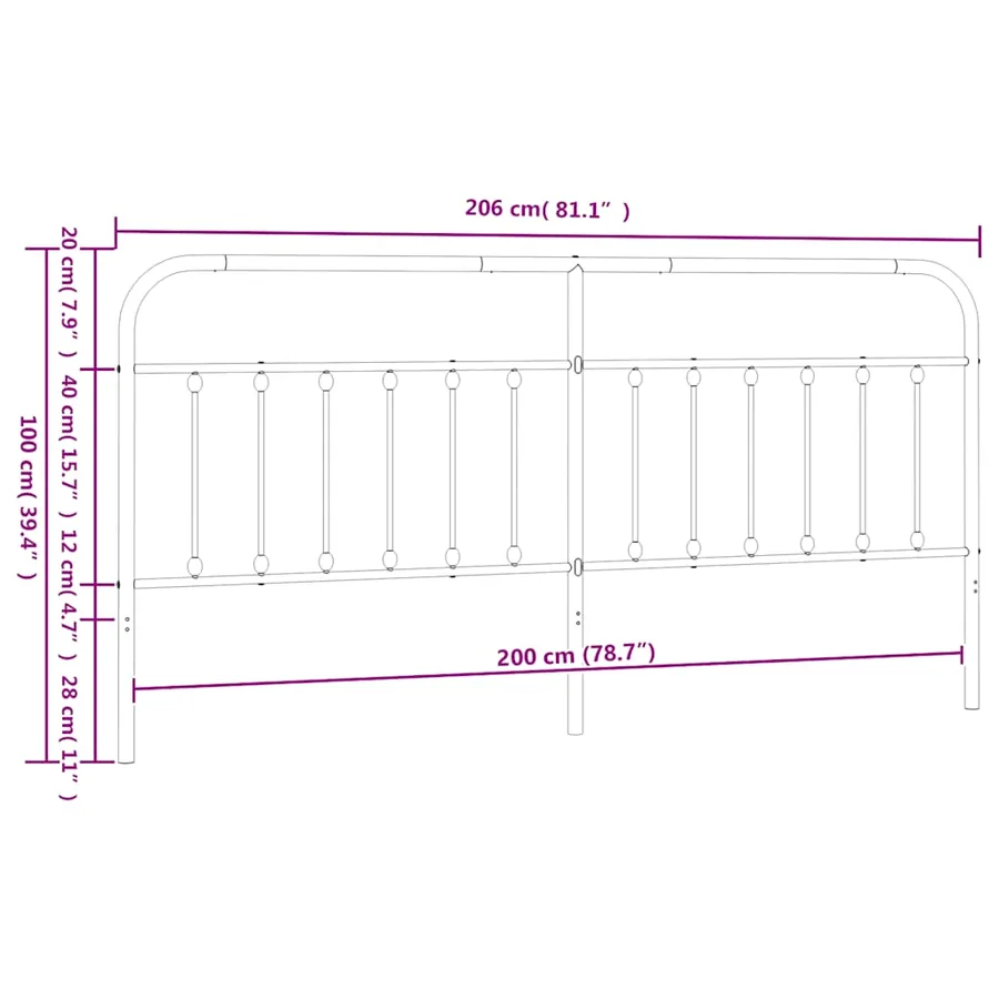 Tête de lit de remplacement métal noir 200 cm - 7