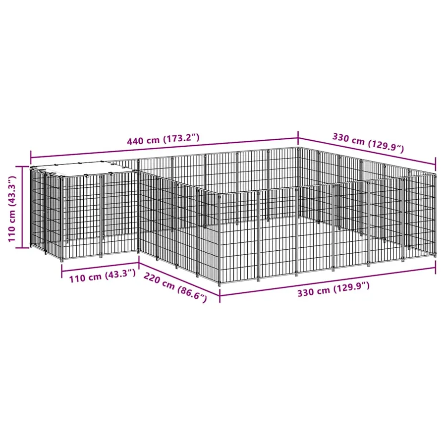 Chenil Noir 12,1 m² Acier - 7