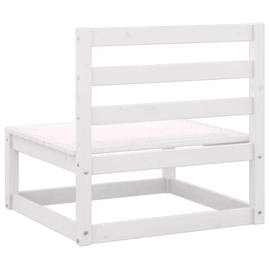 Salon de jardin 3 pcs avec coussins Blanc Bois de pin massif - 5
