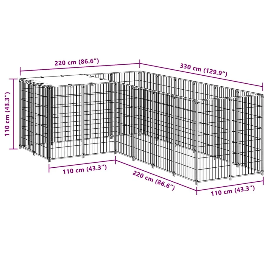 Chenil Noir 4,84 m² Acier - 7