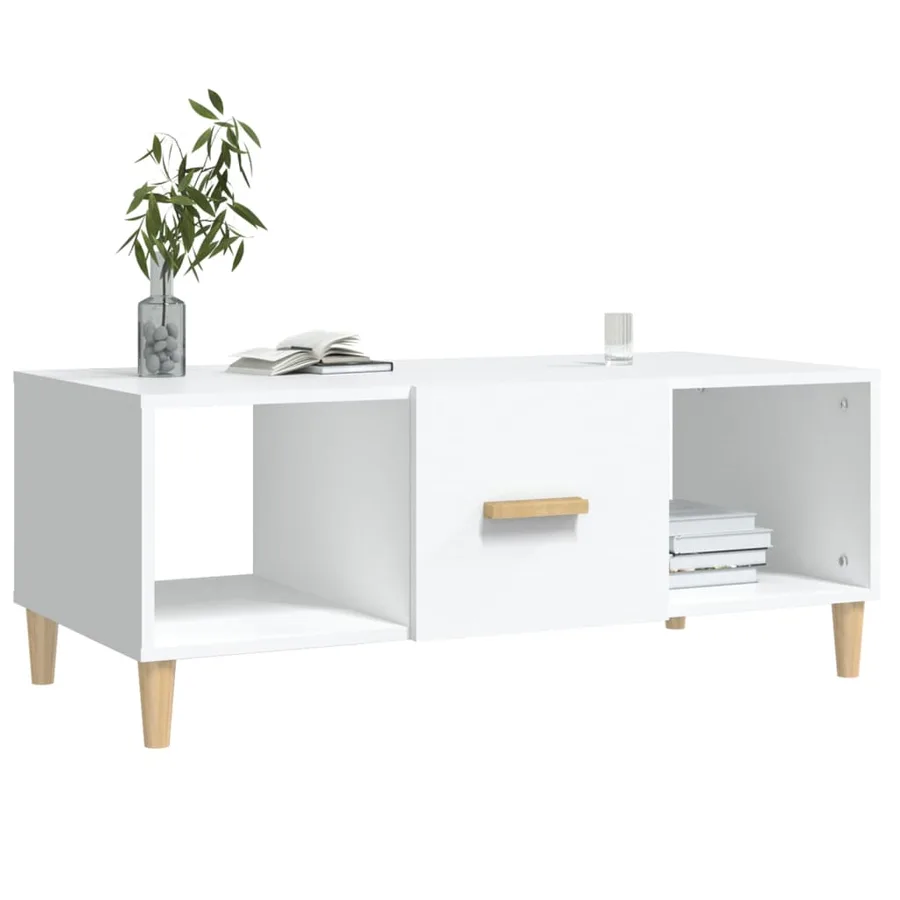 Table basse blanc 102x50x40 cm bois d'ingénierie - 7