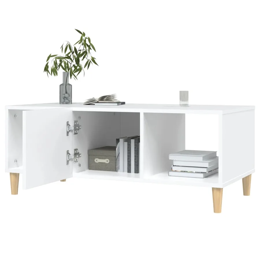 Table basse blanc 102x50x40 cm bois d'ingénierie - 8