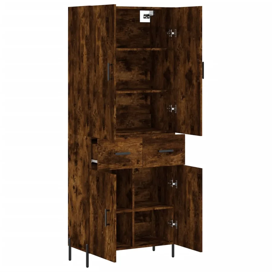 Buffet haut Chêne fumé 69,5x34x180 cm Bois d'ingénierie - 4