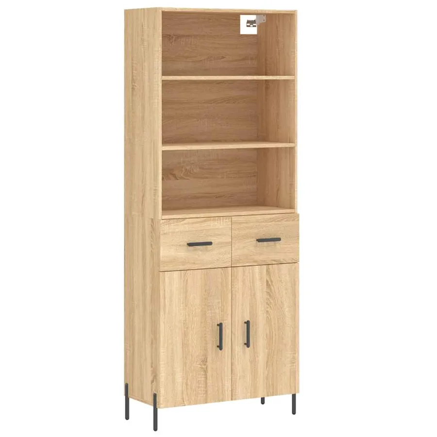 Buffet haut Chêne sonoma 69,5x34x180 cm Bois d'ingénierie - 2