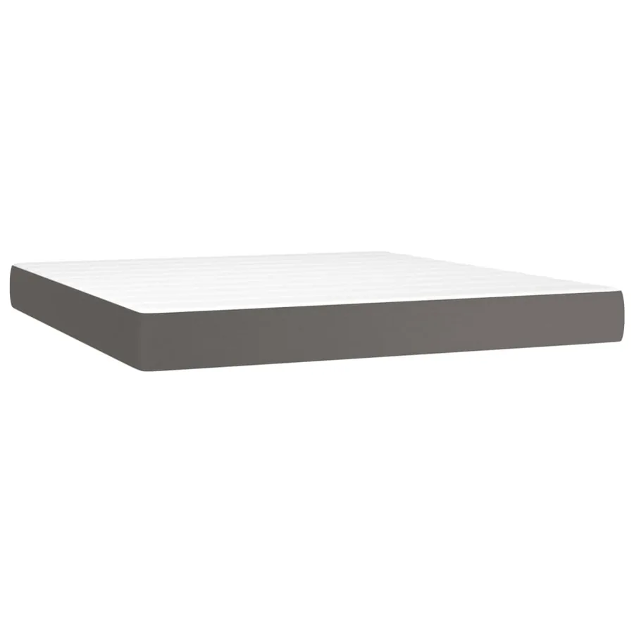 Sommier à lattes de lit avec matelas et LED Gris 180x200 cm - 6