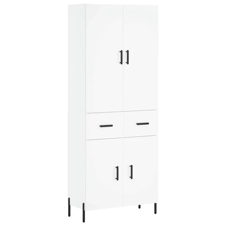 Buffet haut Blanc 69,5x34x180 cm Bois d'ingénierie - 2