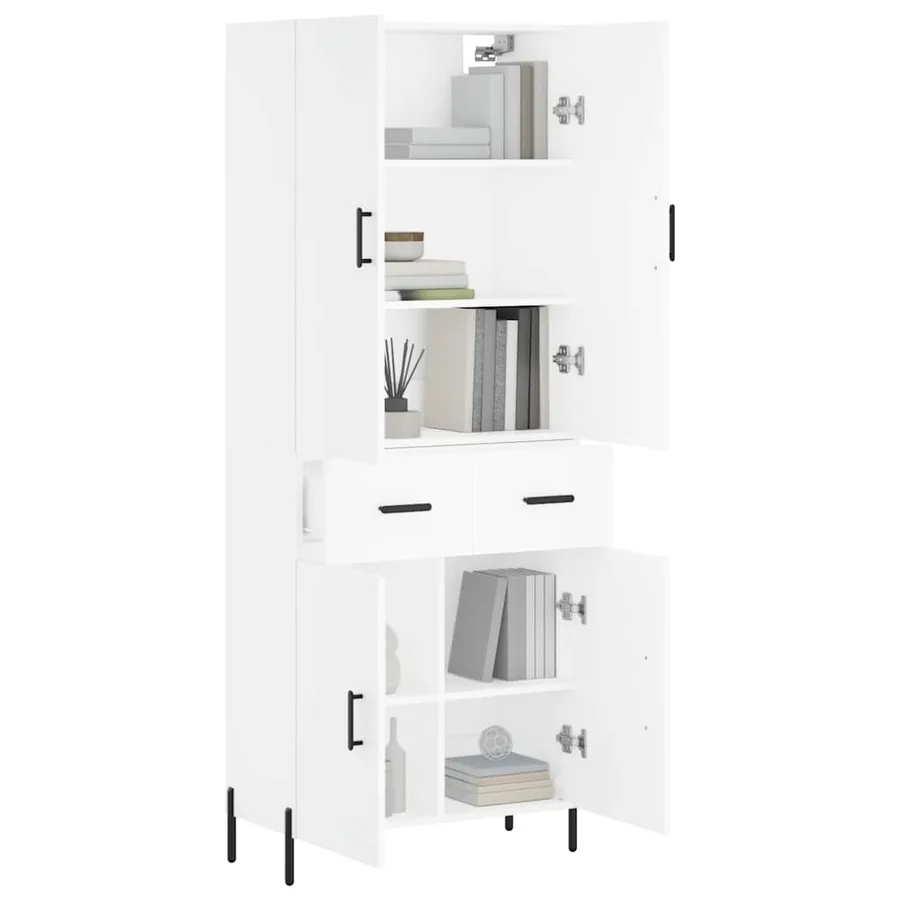 Buffet haut Blanc 69,5x34x180 cm Bois d'ingénierie - 3