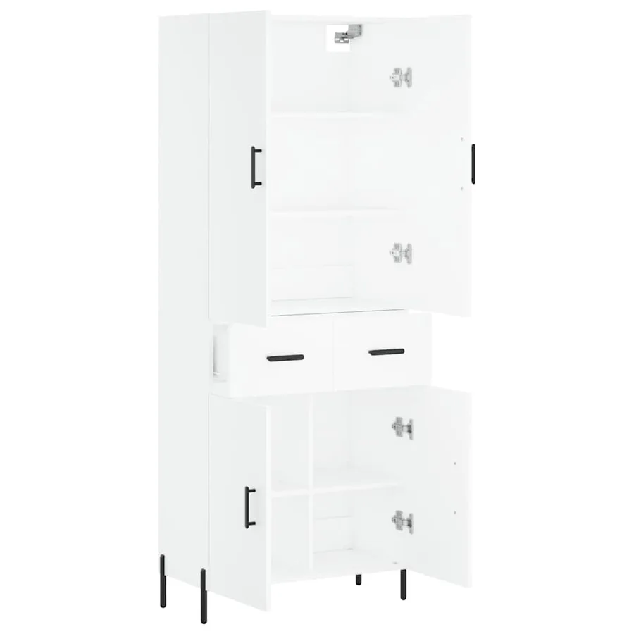 Buffet haut Blanc 69,5x34x180 cm Bois d'ingénierie - 4