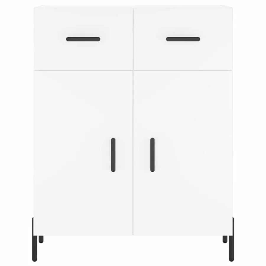 Buffet haut Blanc 69,5x34x180 cm Bois d'ingénierie - 8