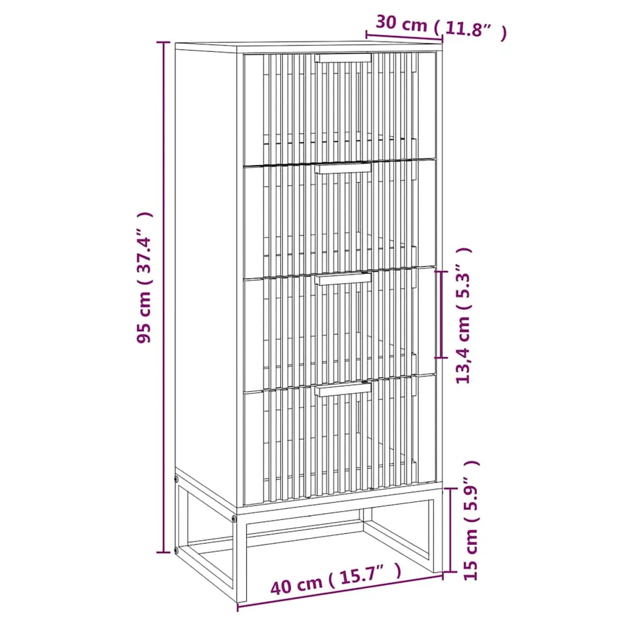 Buffet haut 40x30x95 cm bois d'ingénierie - 7